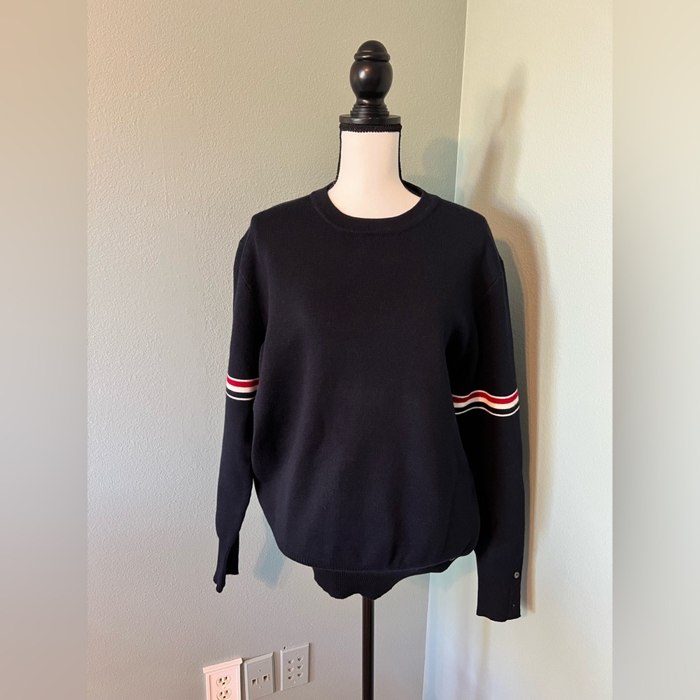 New Men’s Navy Milano Stripe Pullover Sweater Size 4 US Men's Large